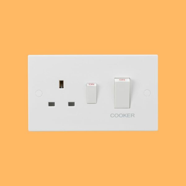 SQUARE EDGE 45A DP COOKER SWITCH + SOCKET WH - SN8333W