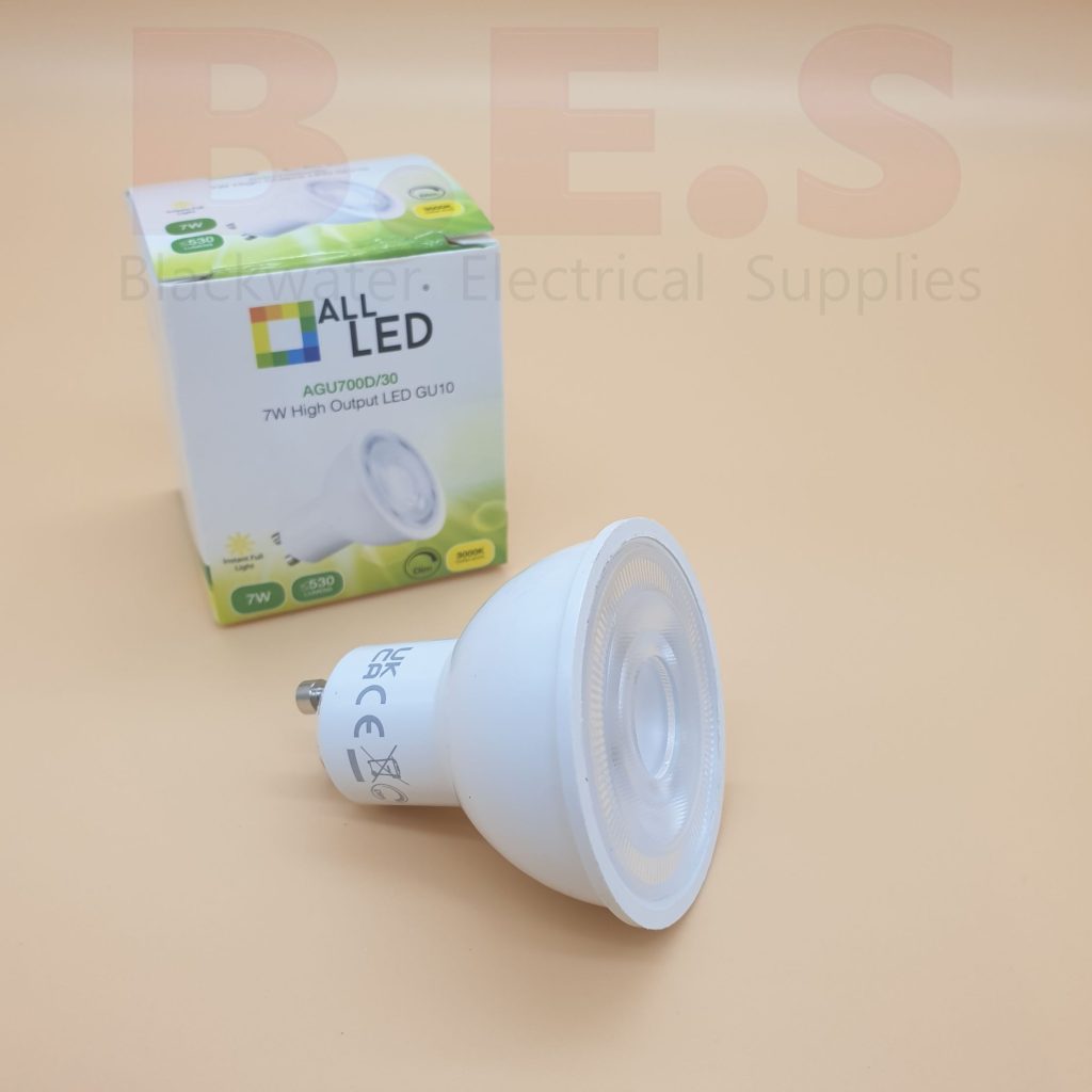 LED GU10 - 7w Dimmable Warm White 3000K Lamp - ALL LED