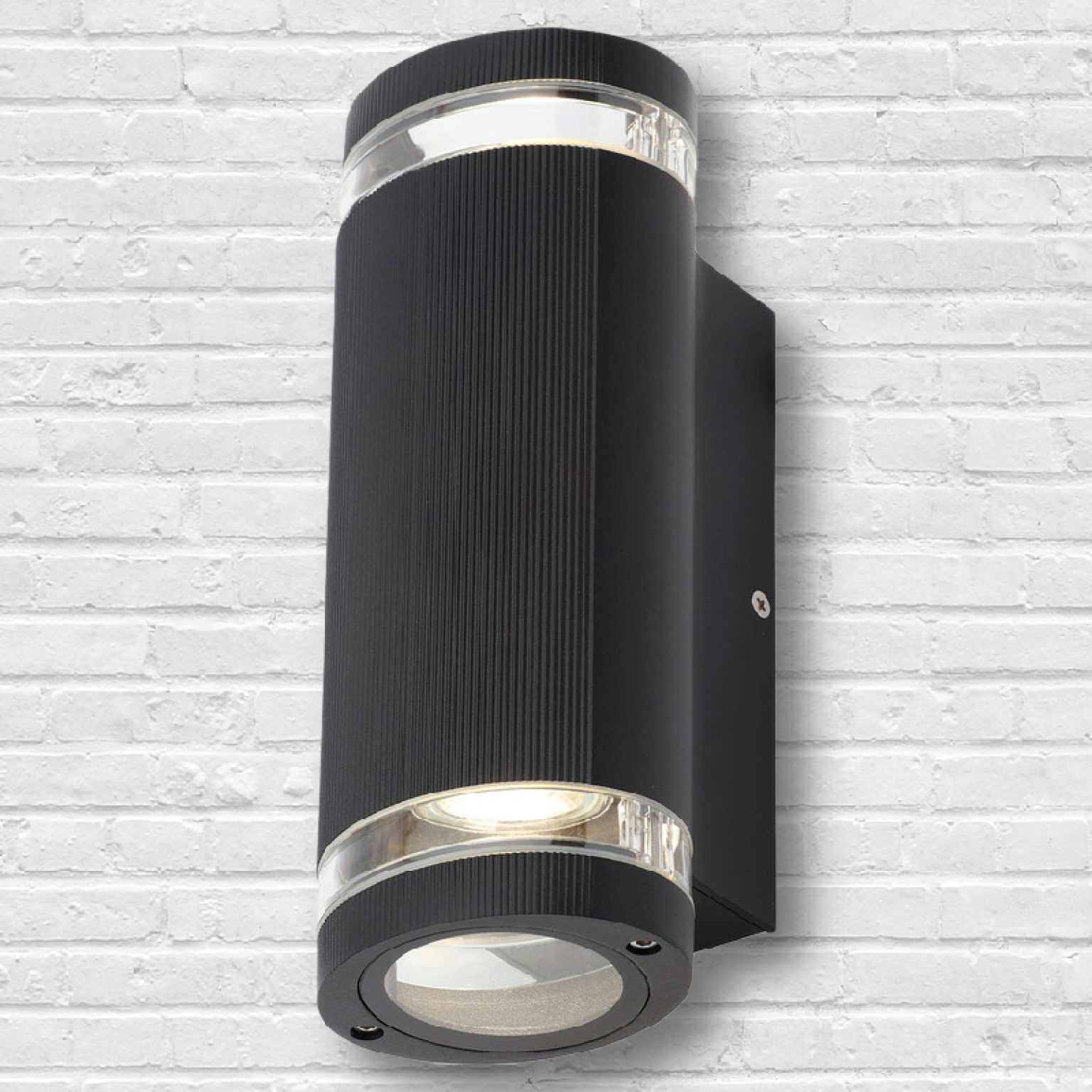 Zinc HELIX Outdoor Up and Down Wall Light - Black