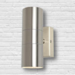Zinc LETO Outdoor Up and Down Wall Light - Stainless