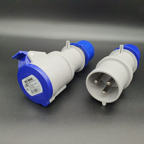 male and female blue 32 amp plugs