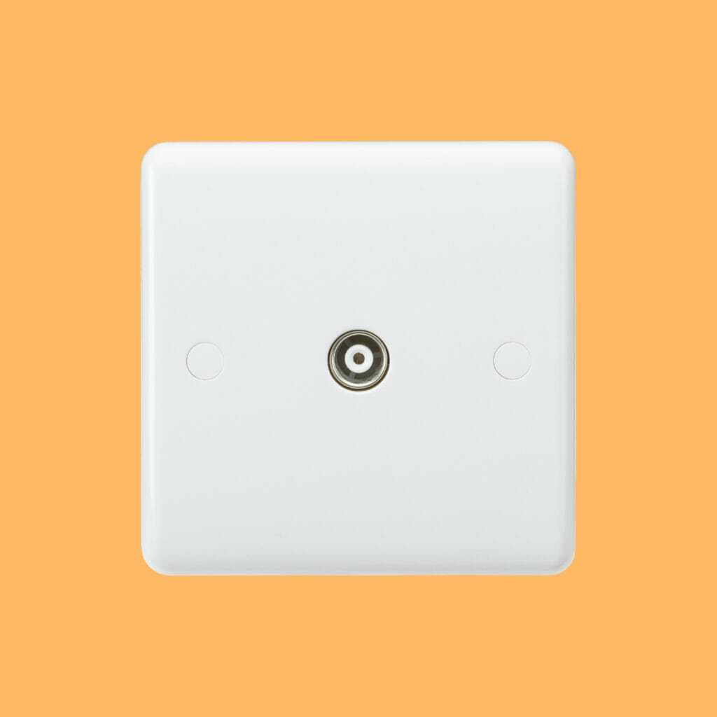 TV Coaxial Aerial Socket Square Edge – White