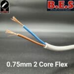 0.75mm 2 Core Flex Cable White – Cut Per M